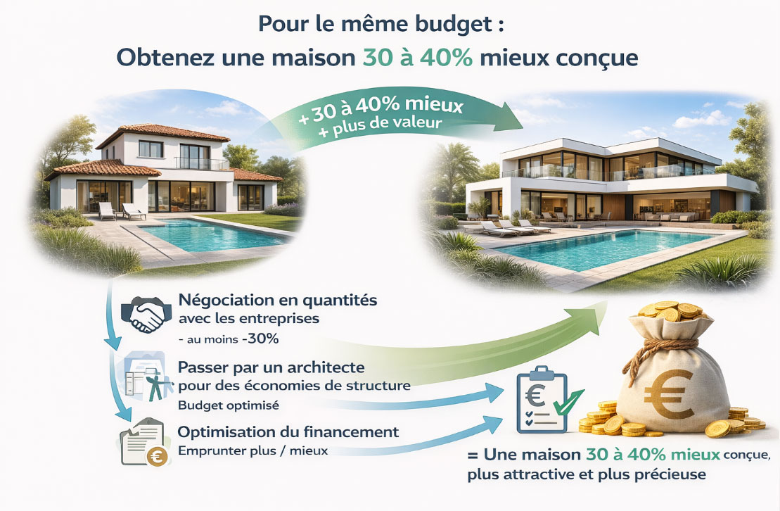 Maison 30 à 40% mieux conçue à budget égal